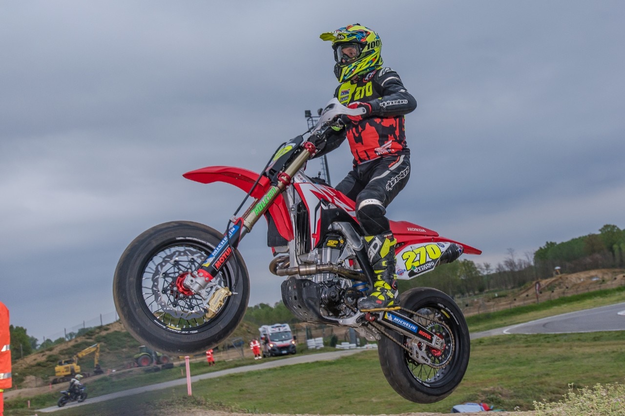 Campionato Regionale Supermoto Nord Italia, sliding in the rain a Ottobiano