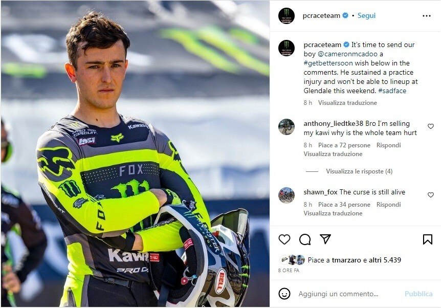 AMA Supercross: Cameron McAdoo out per Glendale