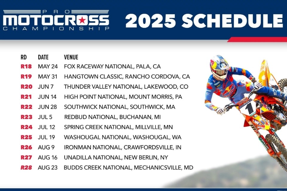 2025 AMA Pro Motocross calendar Xoffroad