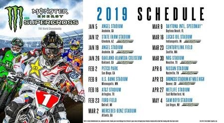 Campionato AMA Supercross. Calendario 2019