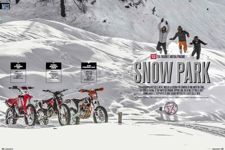 Su Dueruote di Febbraio: Snow park. Sulla neve con KTM Freeride 250F, Montesa 4Ride e Beta XTrainer 300